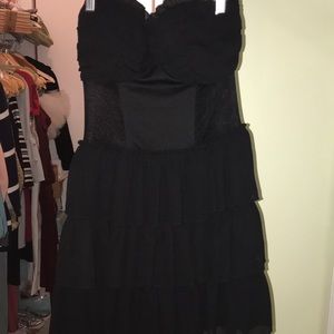 Black ruffle bustier dress
